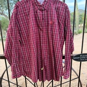 Women's Red Plaid Button Down Shirt